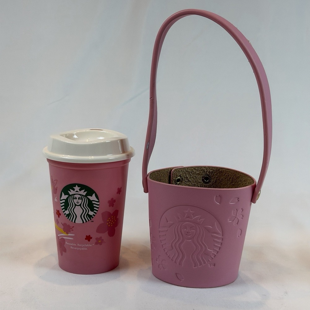 New Starbucks Japan 2020 Sakura Spring Cheer Gift Reusable Cup Pink Leather Set